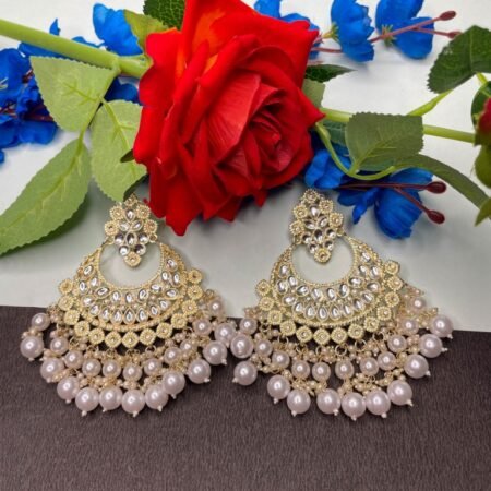 Gold Plated Enamelled Earrings With Pearl  Silvermerc Designs